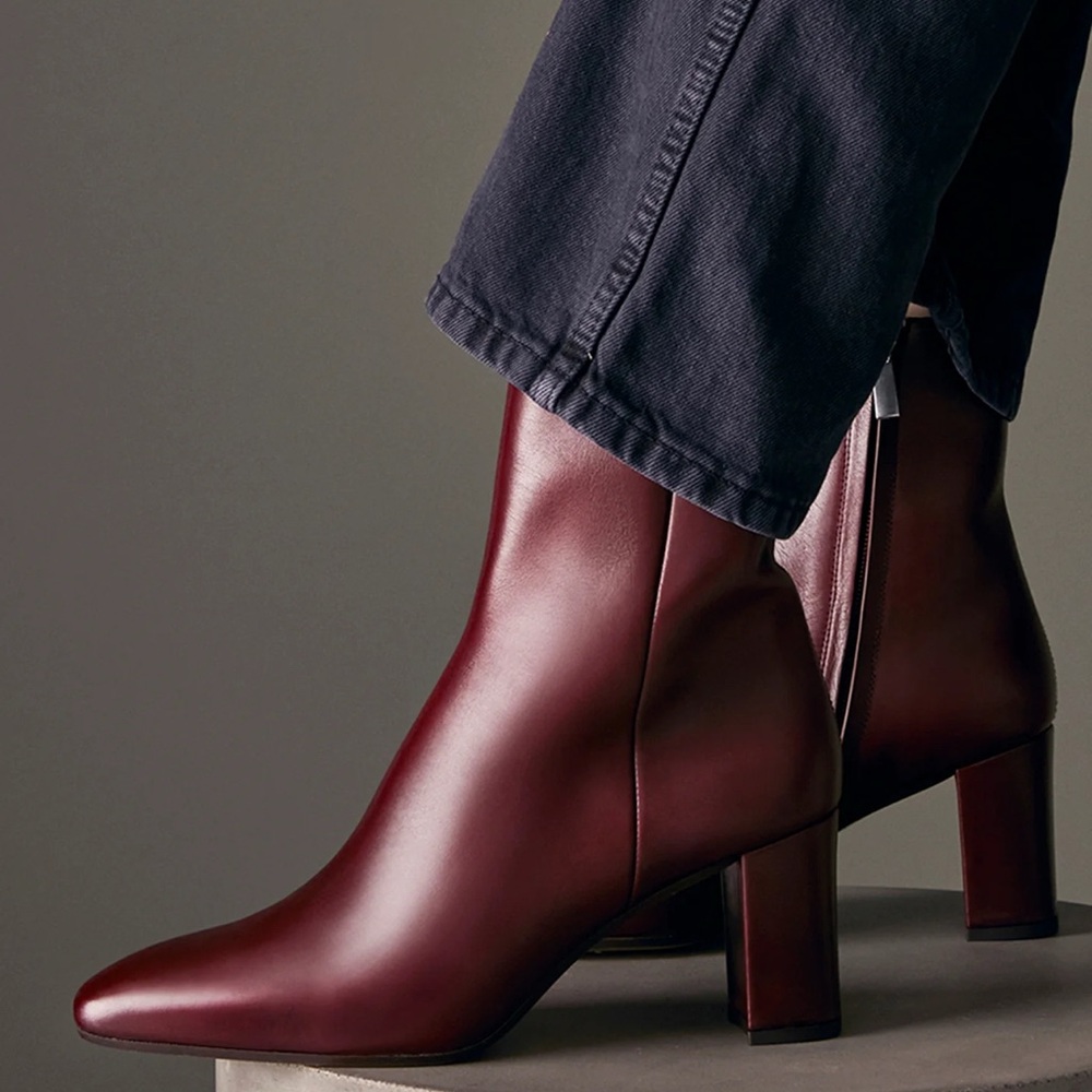 Inez | Burgandy Leather “Paz 70” Heeled Boots  | Size 7.5